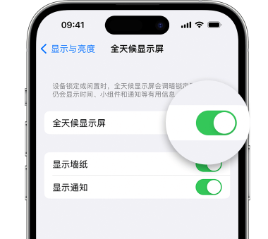 可克达拉苹果15预约维修分享iPhone15如何设置全天候显示屏幕可见 