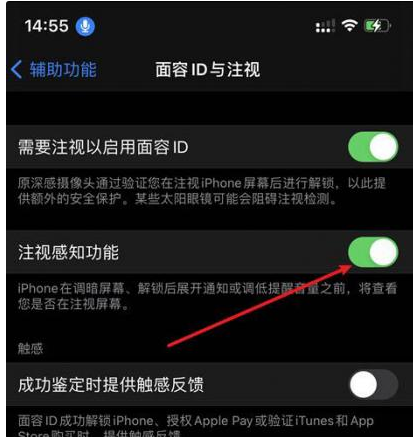 可克达拉苹果14维修网点分享iPhone14注视感知功能有什么用 